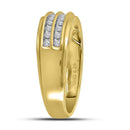 10kt Yellow Gold Men's Round Diamond 2-row Wedding Anniversary Band Ring 1/4 Cttw - FREE Shipping (US/CAN)-Gold & Diamond Wedding Jewelry-8.5-JadeMoghul Inc.