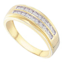 10kt Yellow Gold Men's Round Diamond 2-row Wedding Anniversary Band Ring 1/4 Cttw - FREE Shipping (US/CAN)-Gold & Diamond Wedding Jewelry-8.5-JadeMoghul Inc.