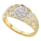 10kt Yellow Gold Men's Round Diamond 2-tone Nugget Band Ring 1/20 Cttw - FREE Shipping (US/CAN)-Gold & Diamond Men Rings-8-JadeMoghul Inc.