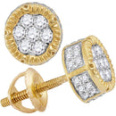 10kt Yellow Gold Mens Round Diamond 3D Circle Cluster Stud Earrings 1-2 Cttw - FREE Shipping (US/CAN)-Gold & Diamond Men Earrings-JadeMoghul Inc.