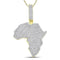 10kt Yellow Gold Men's Round Diamond Africa Continent Charm Pendant 5-8 Cttw - FREE Shipping (US/CAN)-Gold & Diamond Men Charms & Pendants-JadeMoghul Inc.