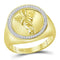 10kt Yellow Gold Mens Round Diamond Angel Cherub Circle Frame Ring 1/6 Cttw - FREE Shipping (US/CAN)-Gold & Diamond Men Rings-13-JadeMoghul Inc.
