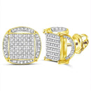 10kt Yellow Gold Men's Round Diamond Circle Cluster Earrings 3-8 Cttw - FREE Shipping (US/CAN)-Men's Earrings-JadeMoghul Inc.