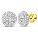 10kt Yellow Gold Men's Round Diamond Circle Cluster Earrings 5-8 Cttw - FREE Shipping (US/CAN)-Men's Earrings-JadeMoghul Inc.