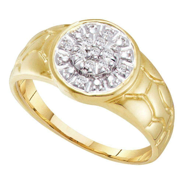 10kt Yellow Gold Men's Round Diamond Cluster Nugget Ring 1/8 Cttw - FREE Shipping (US/CAN)-Gold & Diamond Men Rings-11-JadeMoghul Inc.