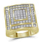 10kt Yellow Gold Men's Round Diamond Concentric Square Cluster Ring 1-3/4 Cttw - FREE Shipping (US/CAN)-Gold & Diamond General-8.5-JadeMoghul Inc.