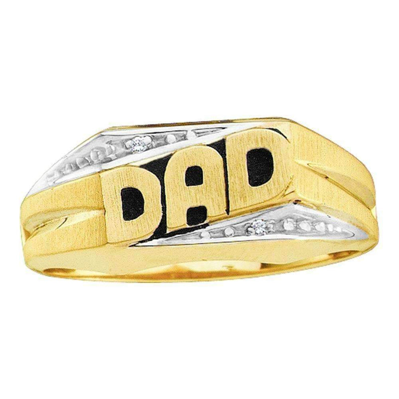 10kt Yellow Gold Men's Round Diamond Dad Father Band Ring .01 Cttw - FREE Shipping (US/CAN)-Gold & Diamond Men Rings-8-JadeMoghul Inc.