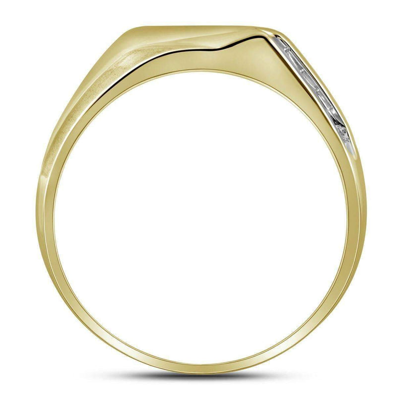 10kt Yellow Gold Men's Round Diamond Diagonal Single Row Wedding Band Ring 1/8 Cttw - FREE Shipping (US/CAN)-Gold & Diamond Wedding Jewelry-8-JadeMoghul Inc.