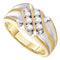 10kt Yellow Gold Mens Round Diamond Double Row Two-tone Ridged Band Ring 1/2 Cttw - FREE Shipping (US/CAN)-Gold & Diamond Men Rings-8-JadeMoghul Inc.