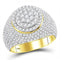 10kt Yellow Gold Men's Round Diamond Flower Cluster Ring 2.00 Cttw - FREE Shipping (US/CAN)-Men's Rings-JadeMoghul Inc.