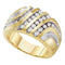 10kt Yellow Gold Mens Round Diamond Four Row Two-tone Cluster Ring 1/2 Cttw - FREE Shipping (US/CAN)-Gold & Diamond Men Rings-12.5-JadeMoghul Inc.