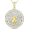 10kt Yellow Gold Men's Round Diamond Gorgon Medusa Circle Medallion Charm Pendant 1.00 Cttw - FREE Shipping (USA/CAN)-Gold & Diamond Men Charms & Pendants-JadeMoghul Inc.