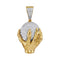 10kt Yellow Gold Men's Round Diamond Hand World Cluster Charm Pendant 3-4 Cttw - FREE Shipping (USA/CAN)-Gold & Diamond Men Charms & Pendants-JadeMoghul Inc.