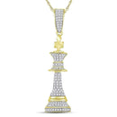 10kt Yellow Gold Men's Round Diamond King Chess Piece Charm Pendant 3-8 Cttw - FREE Shipping (US/CAN)-Gold & Diamond Men Charms & Pendants-JadeMoghul Inc.