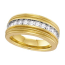 10kt Yellow Gold Men's Round Diamond Milgrain Wedding Band Ring 1.00 Cttw - FREE Shipping (US/CAN)-Gold & Diamond Wedding Jewelry-8-JadeMoghul Inc.
