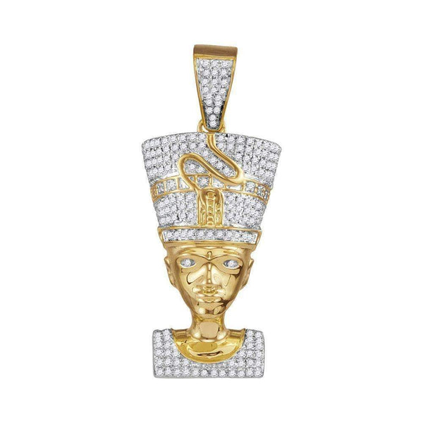 10kt Yellow Gold Men's Round Diamond Nefertiti Pharaoh Charm Pendant 5-8 Cttw - FREE Shipping (USA/CAN)-Gold & Diamond Men Charms & Pendants-JadeMoghul Inc.