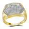 10kt Yellow Gold Mens Round Diamond Rectangle Arched Cluster Ring 1/2 Cttw-Gold & Diamond Rings-10.5-JadeMoghul Inc.