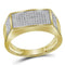 10kt Yellow Gold Men's Round Diamond Rectangle Cluster Band Ring 1/3 Cttw - FREE Shipping (US/CAN)-Gold & Diamond Men Rings-8-JadeMoghul Inc.