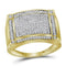 10kt Yellow Gold Mens Round Diamond Rectangle Cluster Ring 1/2 Cttw-Gold & Diamond Rings-8.5-JadeMoghul Inc.