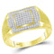 10kt Yellow Gold Men's Round Diamond Rectangle Cluster Ring 1/4 Cttw - FREE Shipping (US/CAN)-Gold & Diamond Men Rings-8-JadeMoghul Inc.