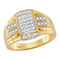 10kt Yellow Gold Men's Round Diamond Rectangle Cluster Ring 1/4 Cttw - FREE Shipping (US/CAN)-Gold & Diamond Rings-8-JadeMoghul Inc.