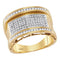 10kt Yellow Gold Mens Round Diamond Rounded Groove Cluster Ring 5/8 Cttw-Gold & Diamond Rings-10-JadeMoghul Inc.