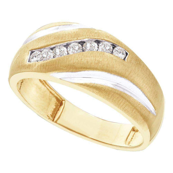 10kt Yellow Gold Men's Round Diamond Single Row Wedding Band Ring 1/4 Cttw - FREE Shipping (US/CAN)-Gold & Diamond Wedding Jewelry-8-JadeMoghul Inc.