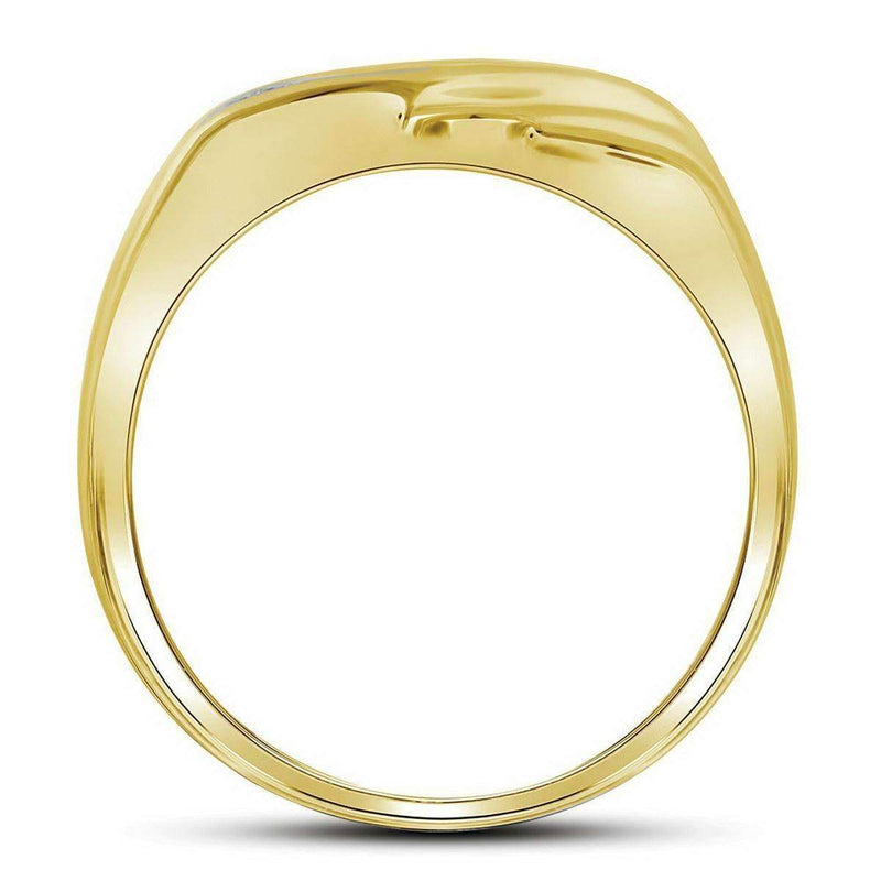 10kt Yellow Gold Mens Round Diamond Single Row Wedding Band Ring 1/8 Cttw - FREE Shipping (US/CAN)-Gold & Diamond Wedding Jewelry-8-JadeMoghul Inc.