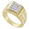 10kt Yellow Gold Men's Round Diamond Square 2-tone Cluster Ring 1/4 Cttw - FREE Shipping (US/CAN)-Gold & Diamond Men Rings-8-JadeMoghul Inc.