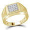 10kt Yellow Gold Men's Round Diamond Square Cluster Faceted Fashion Ring 1/3 Cttw - FREE Shipping (US/CAN)-Men's Rings-8-JadeMoghul Inc.
