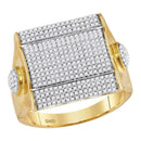 10kt Yellow Gold Men's Round Diamond Square Cluster Ring 1-1/10 Cttw - FREE Shipping (US/CAN)-Gold & Diamond General-8-JadeMoghul Inc.
