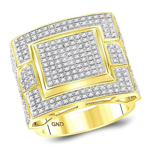 10kt Yellow Gold Mens Round Diamond Square Cluster Ring 1.00 Cttw - FREE Shipping (US/CAN)-Gold & Diamond Rings-8-JadeMoghul Inc.