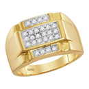 10kt Yellow Gold Men's Round Diamond Square Cluster Ring 1/2 Cttw - FREE Shipping (US/CAN)-Gold & Diamond Men Rings-8-JadeMoghul Inc.