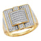 10kt Yellow Gold Men's Round Diamond Square Cluster Ring 1/2 Cttw - FREE Shipping (US/CAN)-Gold & Diamond Rings-12-JadeMoghul Inc.