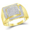 10kt Yellow Gold Men's Round Diamond Square Cluster Ring 1/2 Cttw - FREE Shipping (US/CAN)-Men's Rings-8-JadeMoghul Inc.