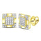 10kt Yellow Gold Mens Round Diamond Square Cluster Stud Earrings 1-6 Cttw-Gold & Diamond Men Earrings-JadeMoghul Inc.