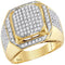 10kt Yellow Gold Men's Round Diamond Square Elevated Cluster Ring 1-1/2 Cttw - FREE Shipping (US/CAN)-Gold & Diamond Rings-8-JadeMoghul Inc.