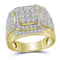 10kt Yellow Gold Men's Round Diamond Square Frame Cluster Ring 2-1/2 Cttw - FREE Shipping (US/CAN)-Gold & Diamond Rings-8-JadeMoghul Inc.