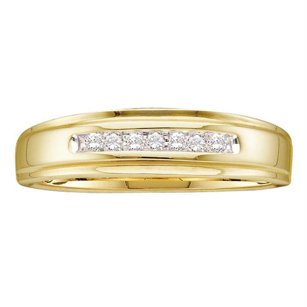 10kt Yellow Gold Mens Round Diamond Wedding Anniversary Band Ring 1/12 Cttw-Gold & Diamond Wedding Jewelry-10.5-JadeMoghul Inc.
