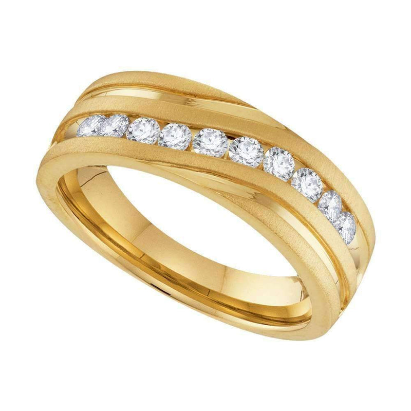 10kt Yellow Gold Men's Round Diamond Wedding Band Ring 1.00 Cttw - FREE Shipping (US/CAN)-Gold & Diamond Wedding Jewelry-9-JadeMoghul Inc.