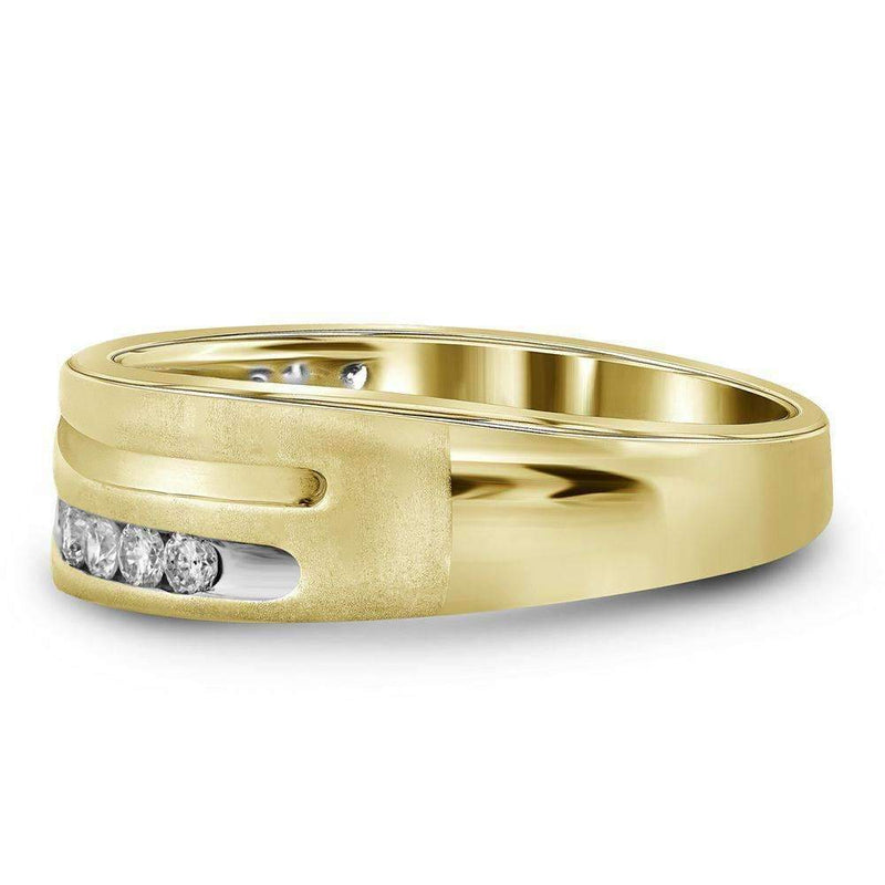10kt Yellow Gold Men's Round Diamond Wedding Band Ring 1/2 Cttw - FREE Shipping (US/CAN)-Gold & Diamond Wedding Jewelry-8-JadeMoghul Inc.