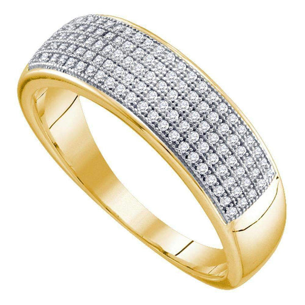 10kt Yellow Gold Men's Round Diamond Wedding Band Ring 1/3 Cttw - FREE Shipping (US/CAN)-Gold & Diamond Wedding Jewelry-8-JadeMoghul Inc.