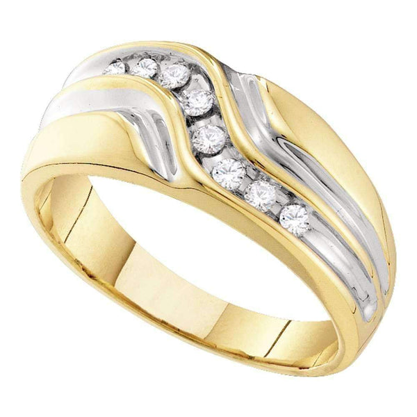 10kt Yellow Gold Men's Round Diamond Wedding Band Ring 1/4 Cttw - FREE Shipping (US/CAN)-Gold & Diamond Wedding Jewelry-8-JadeMoghul Inc.