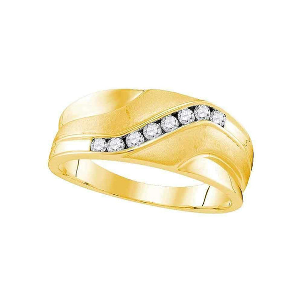 10kt Yellow Gold Men's Round Diamond Wedding Band Ring 1/4 Cttw - FREE Shipping (US/CAN)-Gold & Diamond Wedding Jewelry-9.5-JadeMoghul Inc.