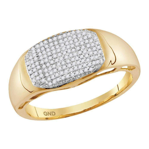 10kt Yellow Gold Men's Round Pave-set Diamond Oval Cluster Ring 1/4 Cttw - FREE Shipping (US/CAN)-Men's Rings-8-JadeMoghul Inc.