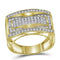10kt Yellow Gold Men's Round Pave-set Diamond Rectangle Cluster Ring 1.00 Cttw - FREE Shipping (US/CAN)-Gold & Diamond Rings-8-JadeMoghul Inc.