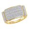10kt Yellow Gold Men's Round Pave-set Diamond Rectangle Cluster Ring 1/2 Cttw - FREE Shipping (US/CAN)-Gold & Diamond General-8-JadeMoghul Inc.