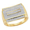 10kt Yellow Gold Men's Round Pave-set Diamond Rectangle Cluster Ring 3/4 Cttw - FREE Shipping (US/CAN)-Gold & Diamond Rings-8-JadeMoghul Inc.