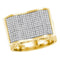 10kt Yellow Gold Men's Round Pave-set Diamond Rectangle Concave Cluster Ring 3/4 Cttw - FREE Shipping (US/CAN)-Gold & Diamond Rings-8-JadeMoghul Inc.