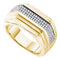 10kt Yellow Gold Men's Round Pave-set Diamond Ridged Flat Band Ring 1/3 Cttw - FREE Shipping (US/CAN)-Gold & Diamond Rings-8-JadeMoghul Inc.